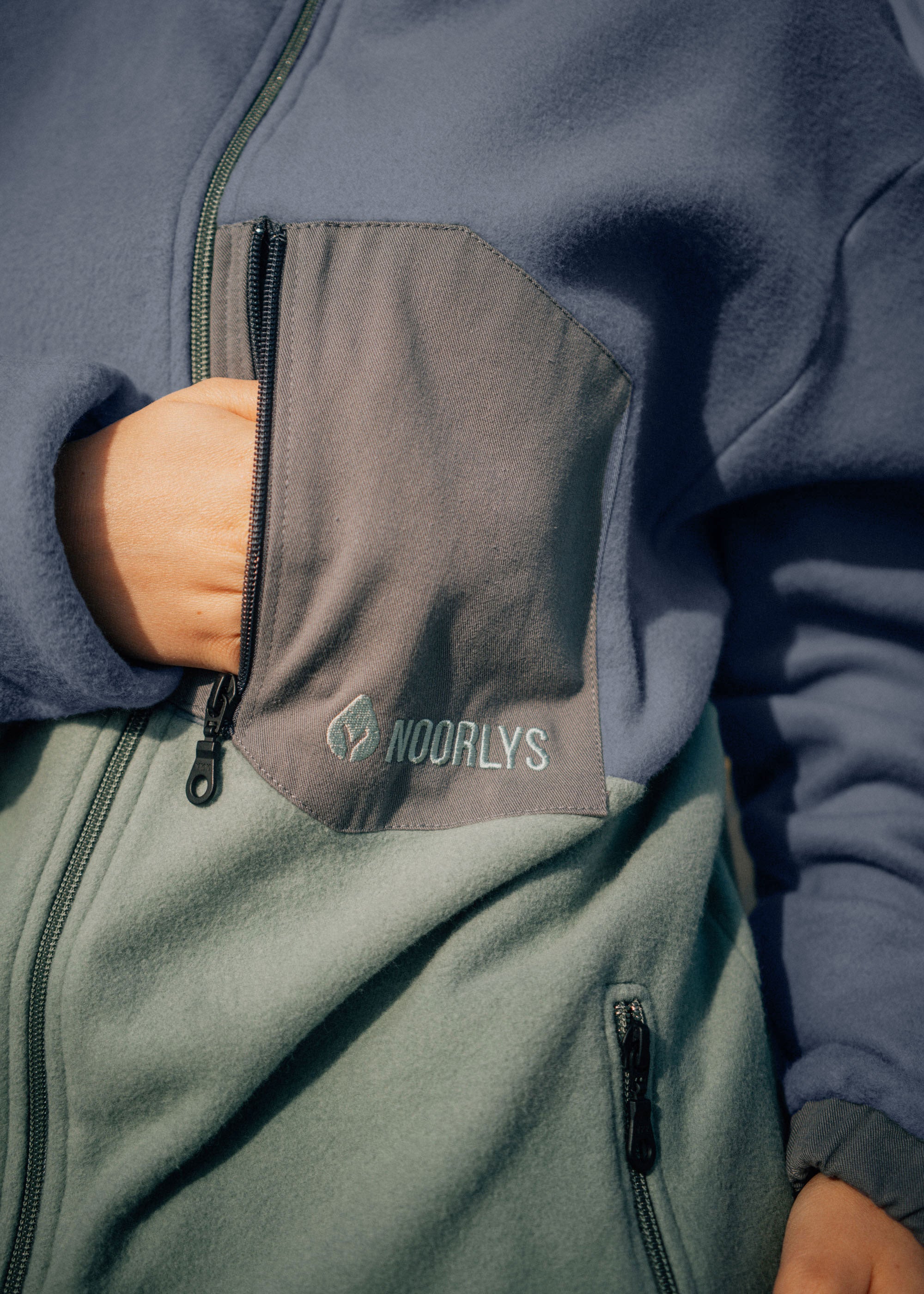 Baumwoll-Fleece-Jacke MÖÖK DenimBlue/DustyMint