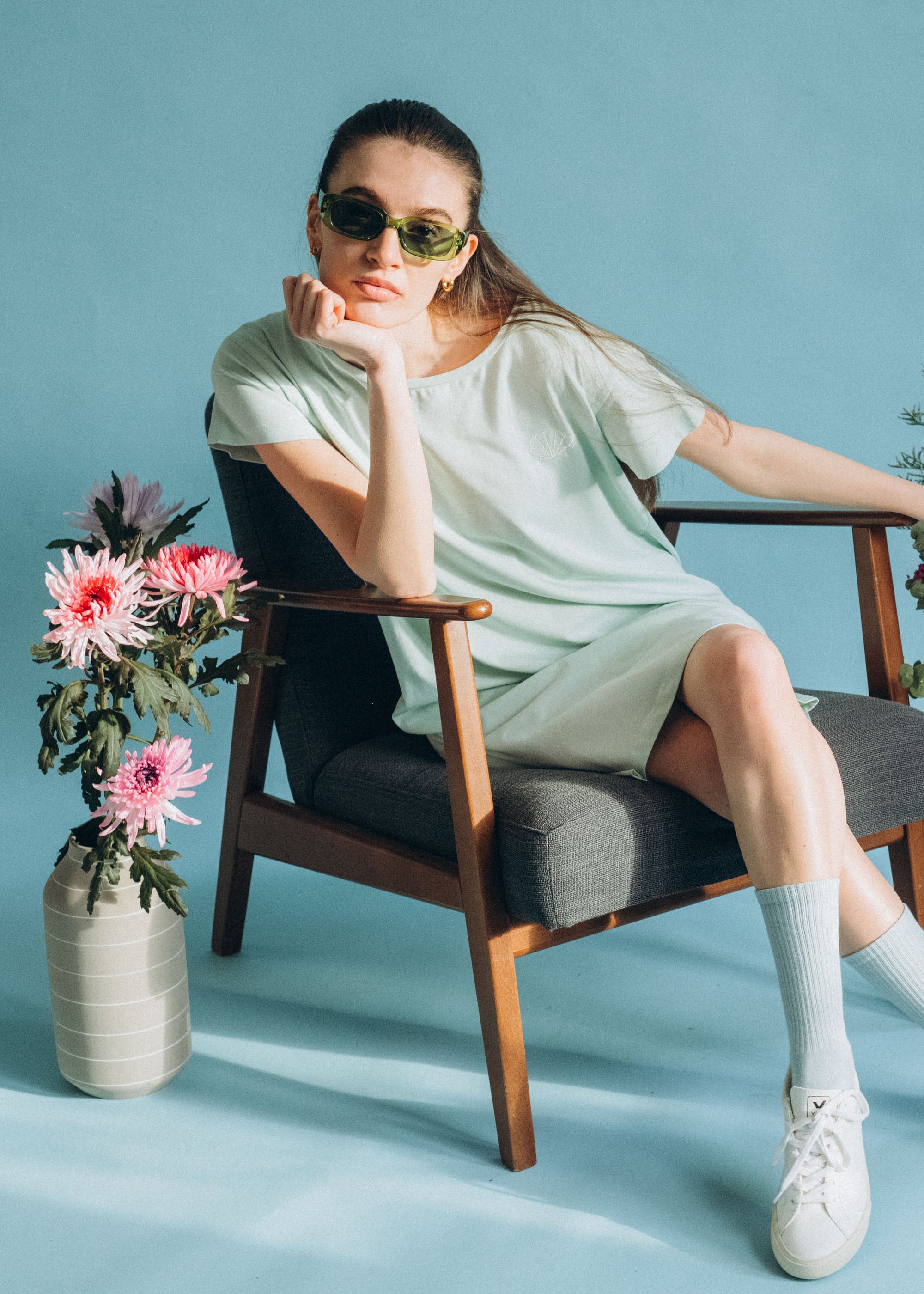 Unser Model Evelin ist <strong>177 cm</strong> groß und trägt <strong>Größe S</strong>.#