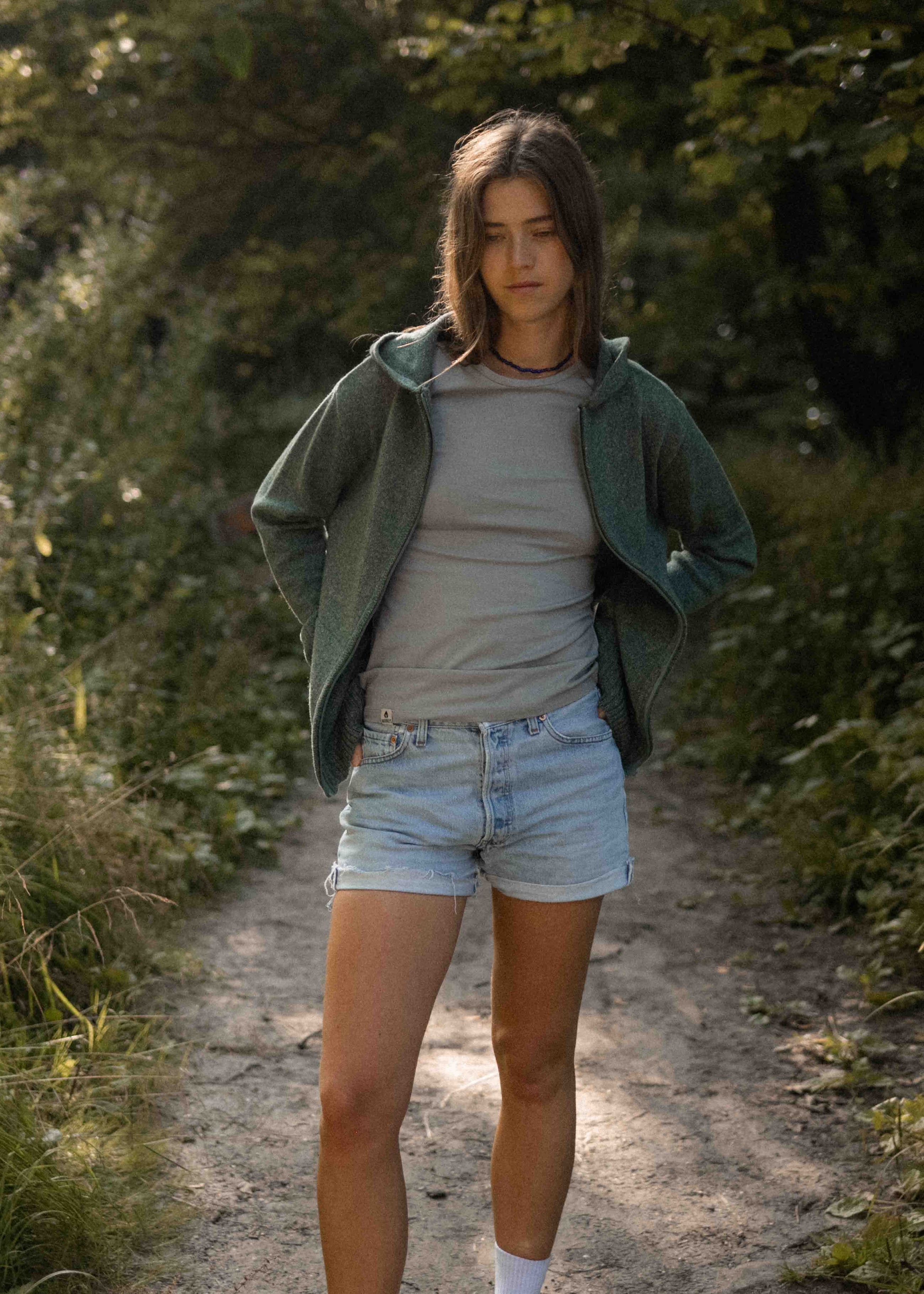 Unser Model Mathilda ist <strong>178 cm</strong> groß und trägt <strong>Größe S</strong>.#
