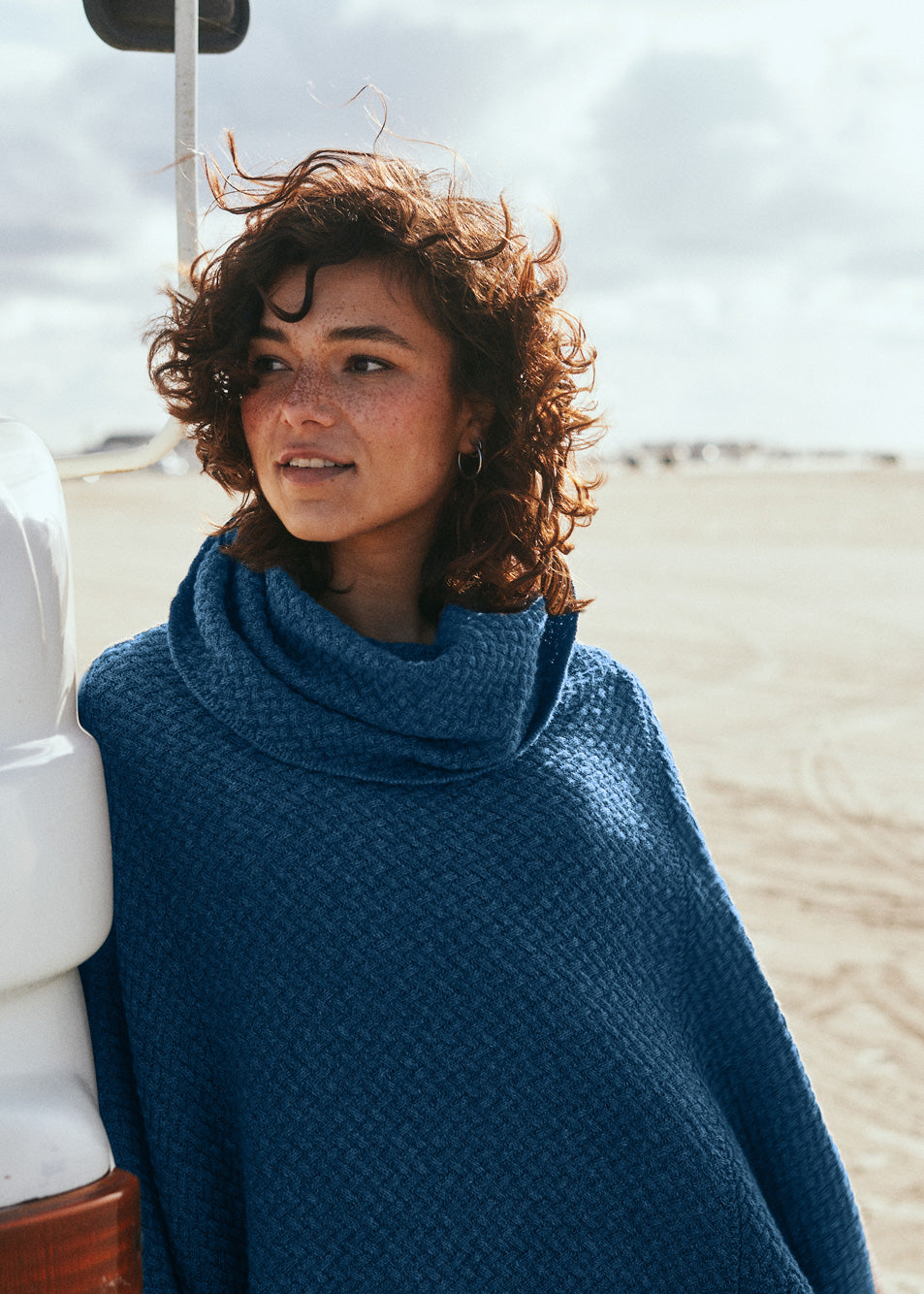 Strick-Poncho MUUS DenimBlue