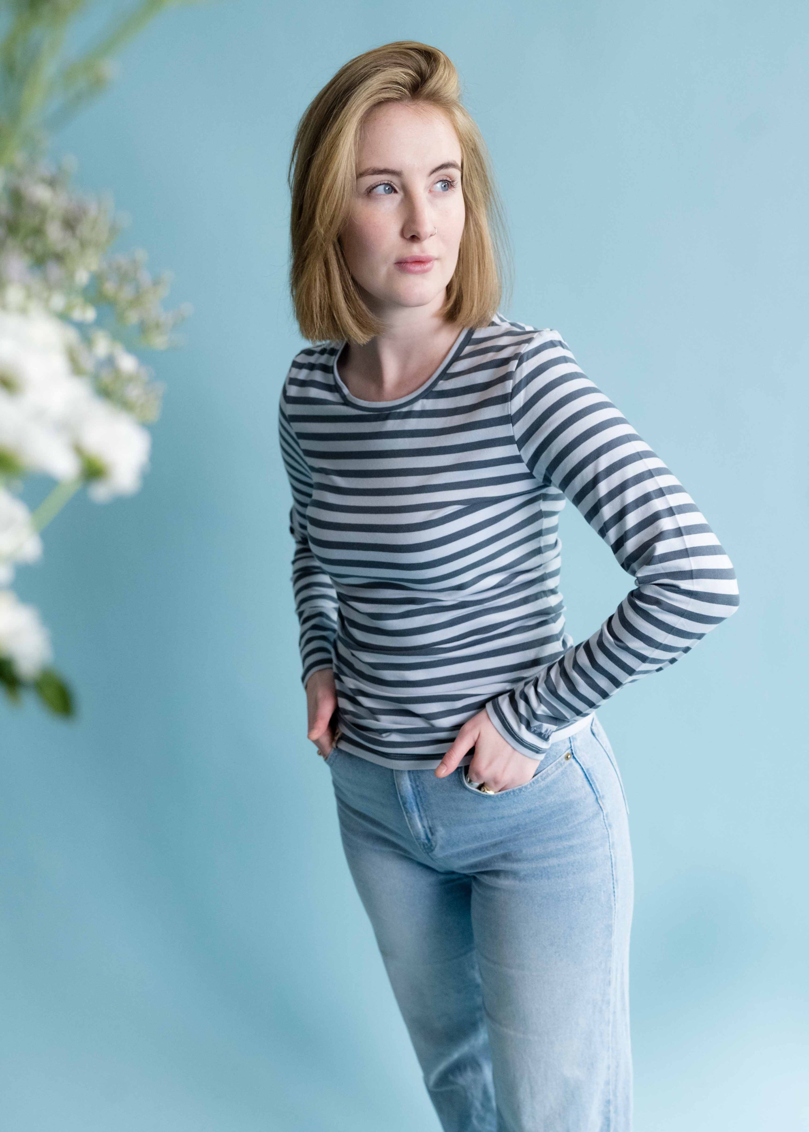 Unser Model Lea ist <strong>171 cm</strong> groß und trägt <strong>Größe M</strong>.#