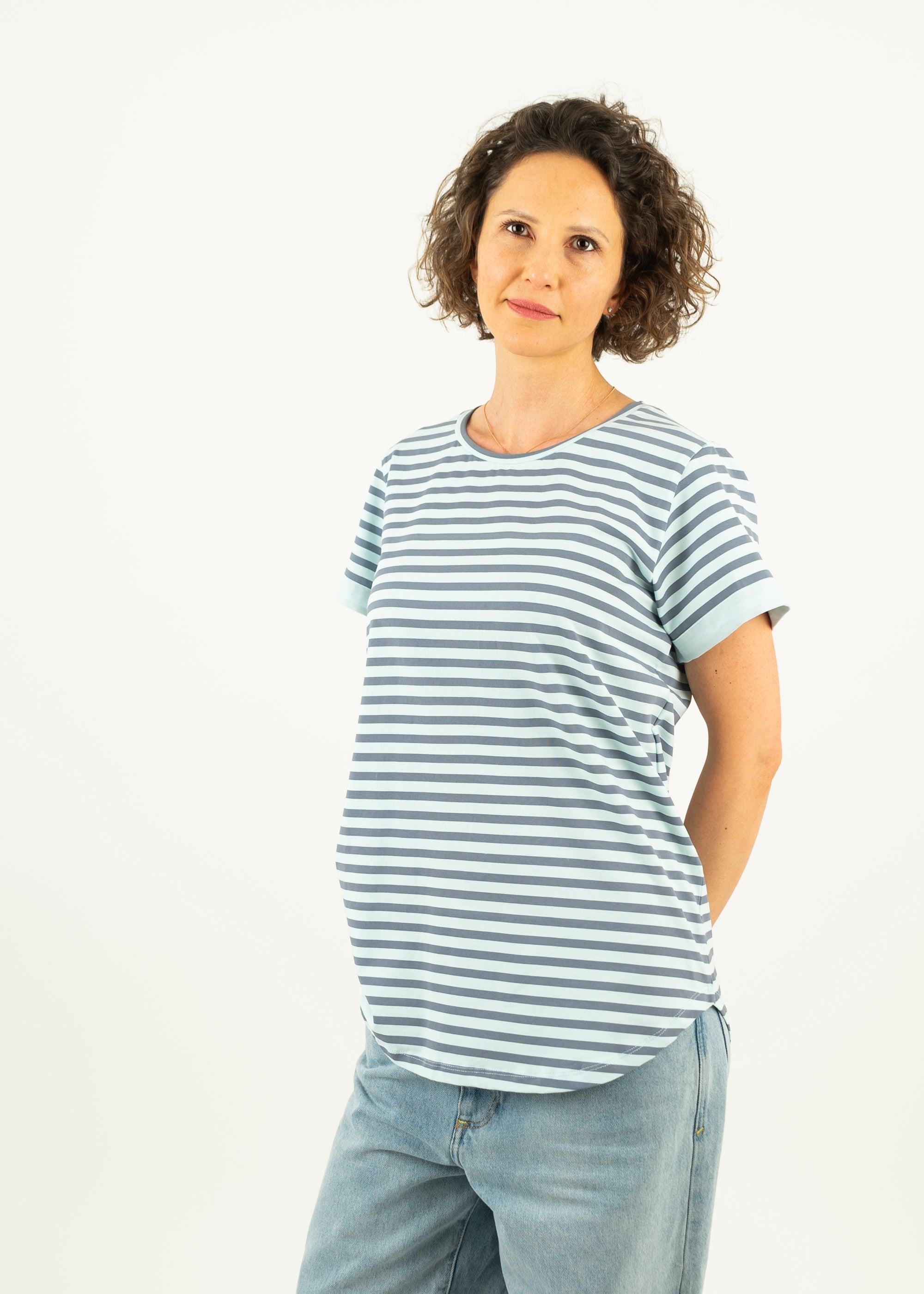 Unser Model ist <strong>169 cm</strong> groß und trägt <strong>Größe S</strong>.#