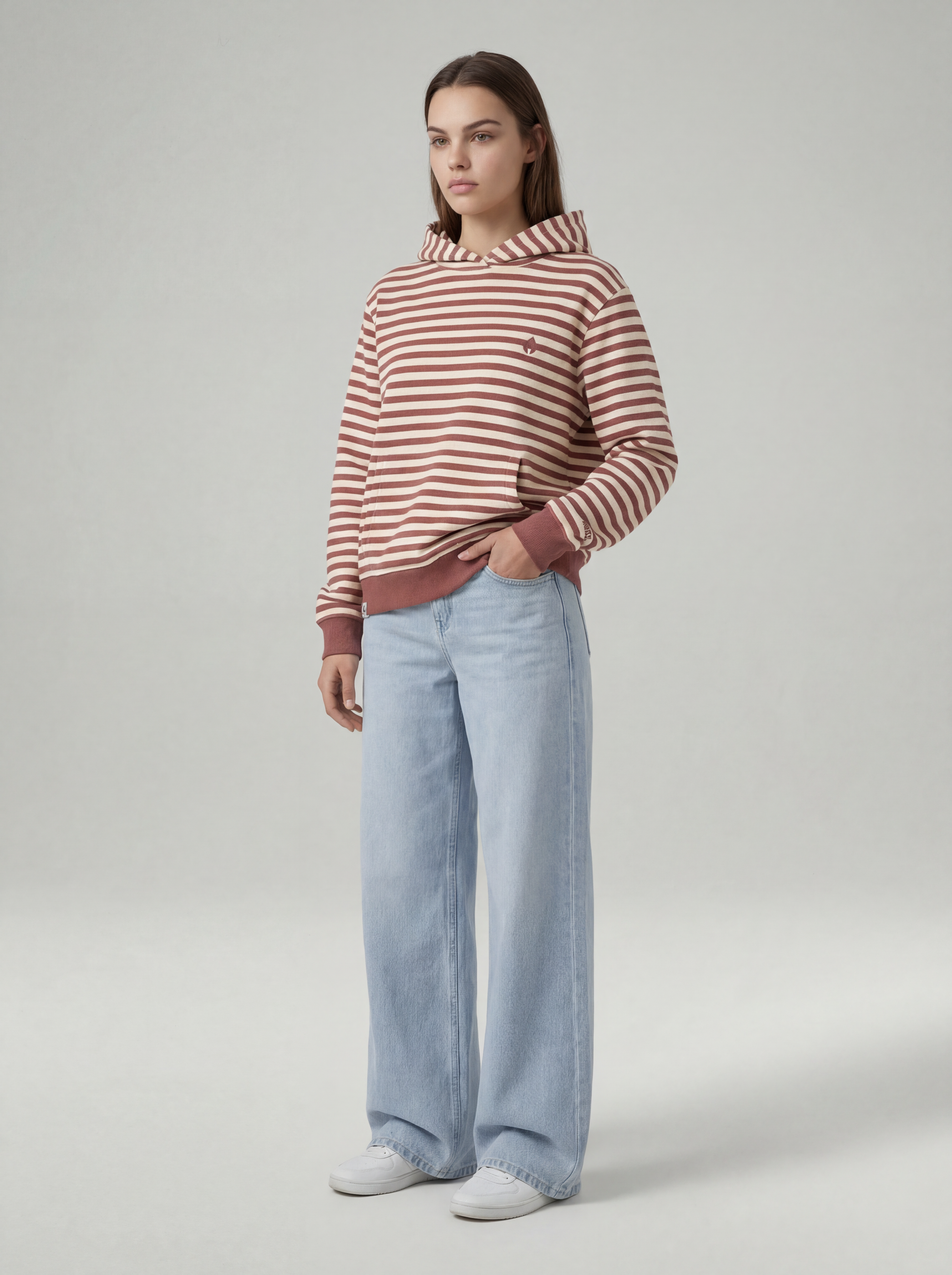 Hoodie HELENE MahagonyStriped