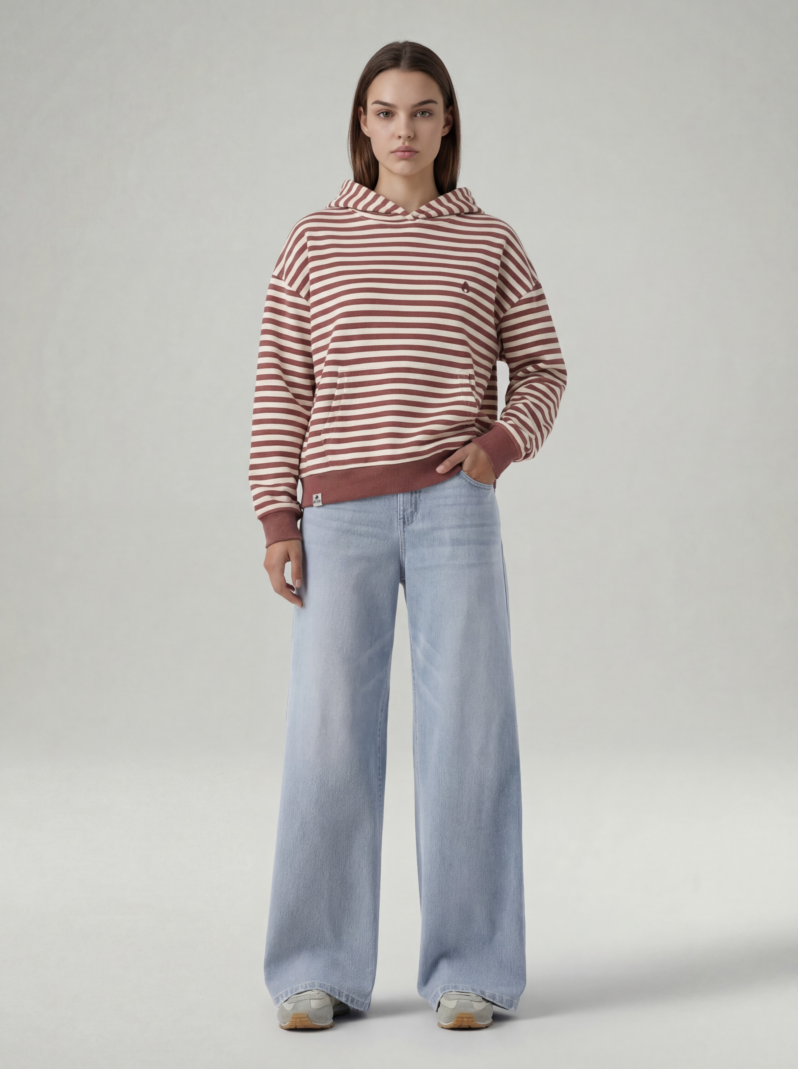 Hoodie HELENE MahagonyStriped