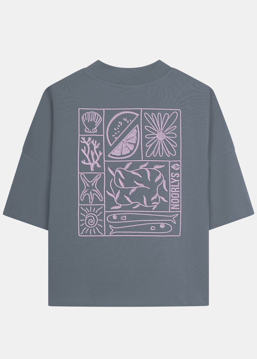 Heavy-T-Shirt ZITRONELLA StormyWeather/PersianViolet