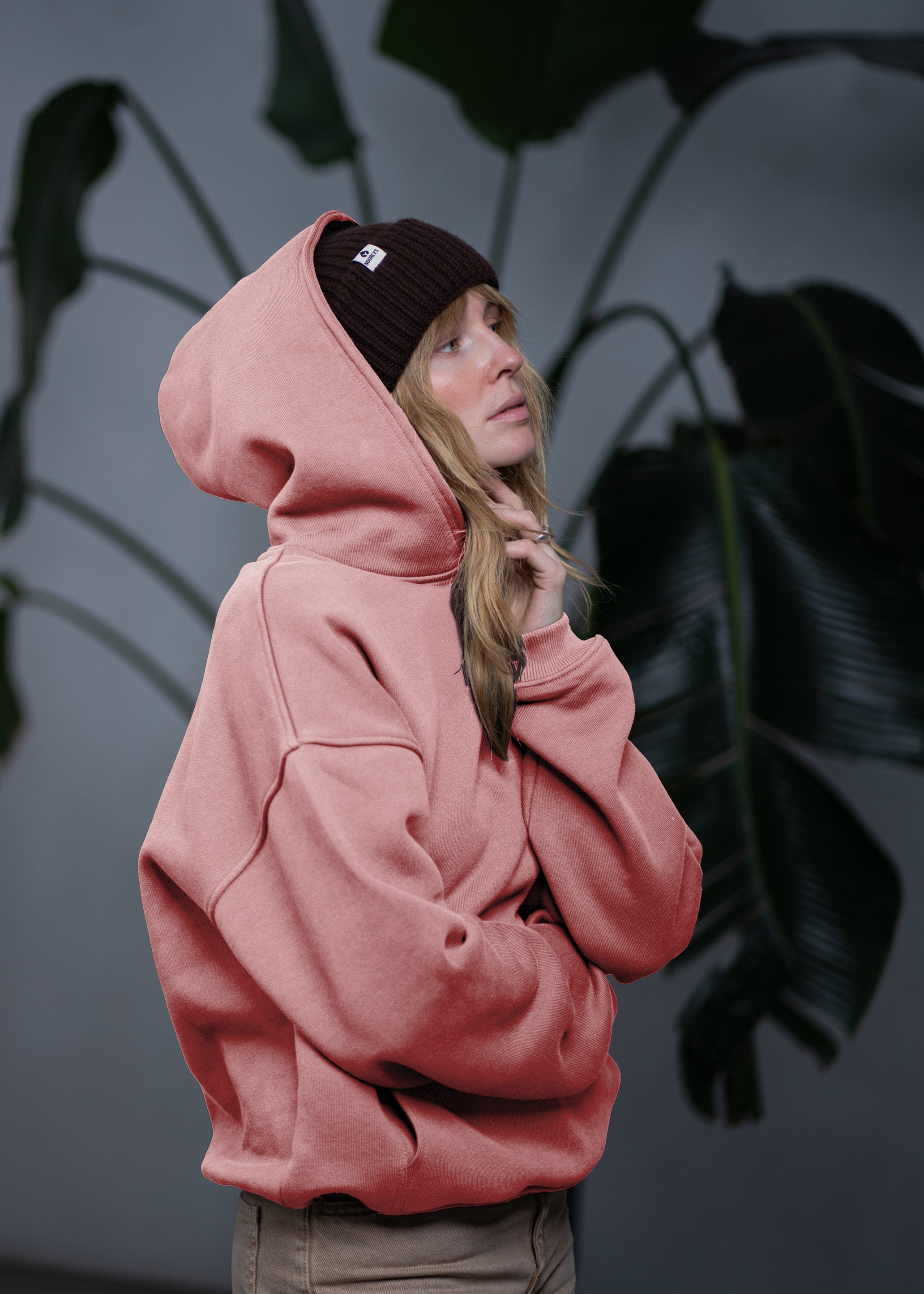 Boxy Heavy-Sweat Hoodie PUNDIG DustyRose/Marsala