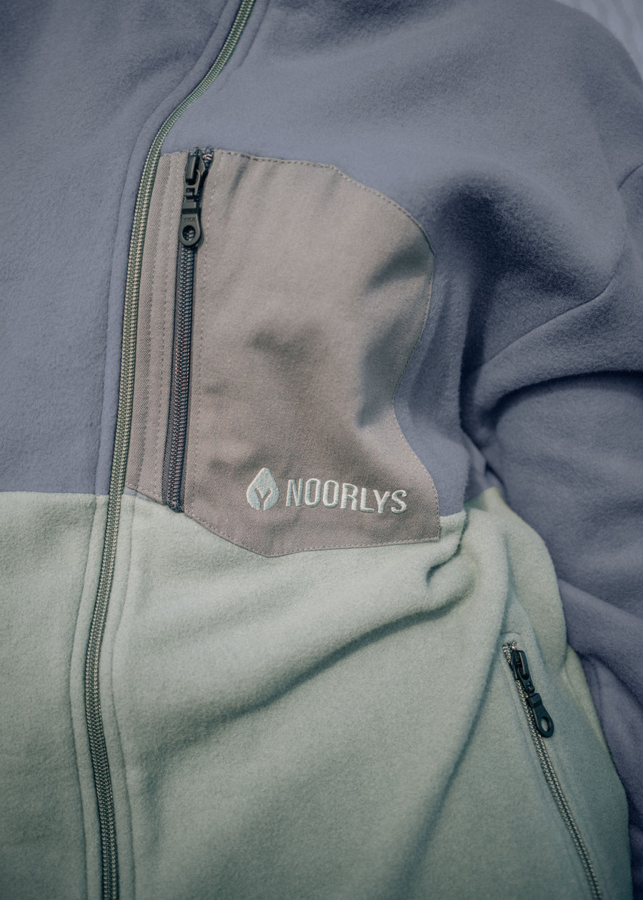 Baumwoll-Fleece-Jacke MÖÖK DenimBlue/DustyMint