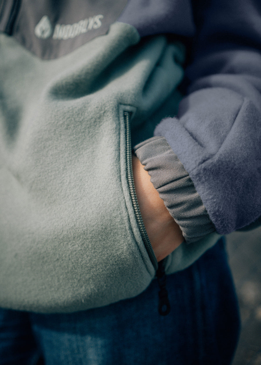 Baumwoll-Fleece-Jacke MÖÖK DenimBlue/DustyMint
