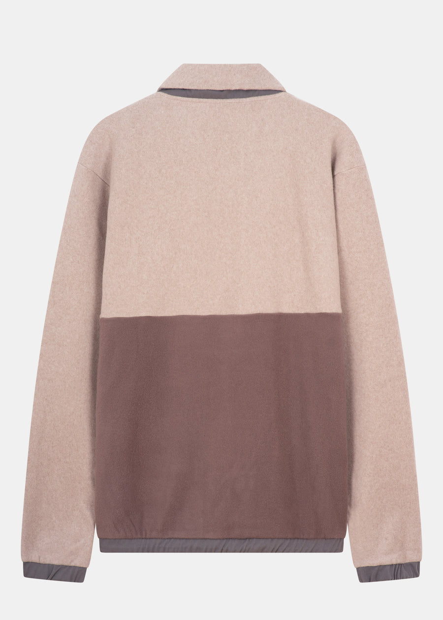 Baumwoll-Fleece-Jacke MÖÖK TaupeMelange/DustyBrown