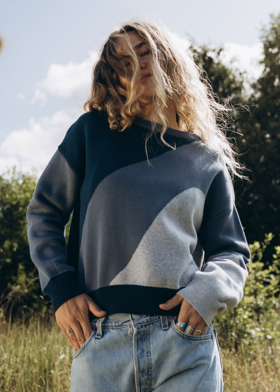 Jacquard-Sweater SPEEKER Navy/BalticBlue/Ash