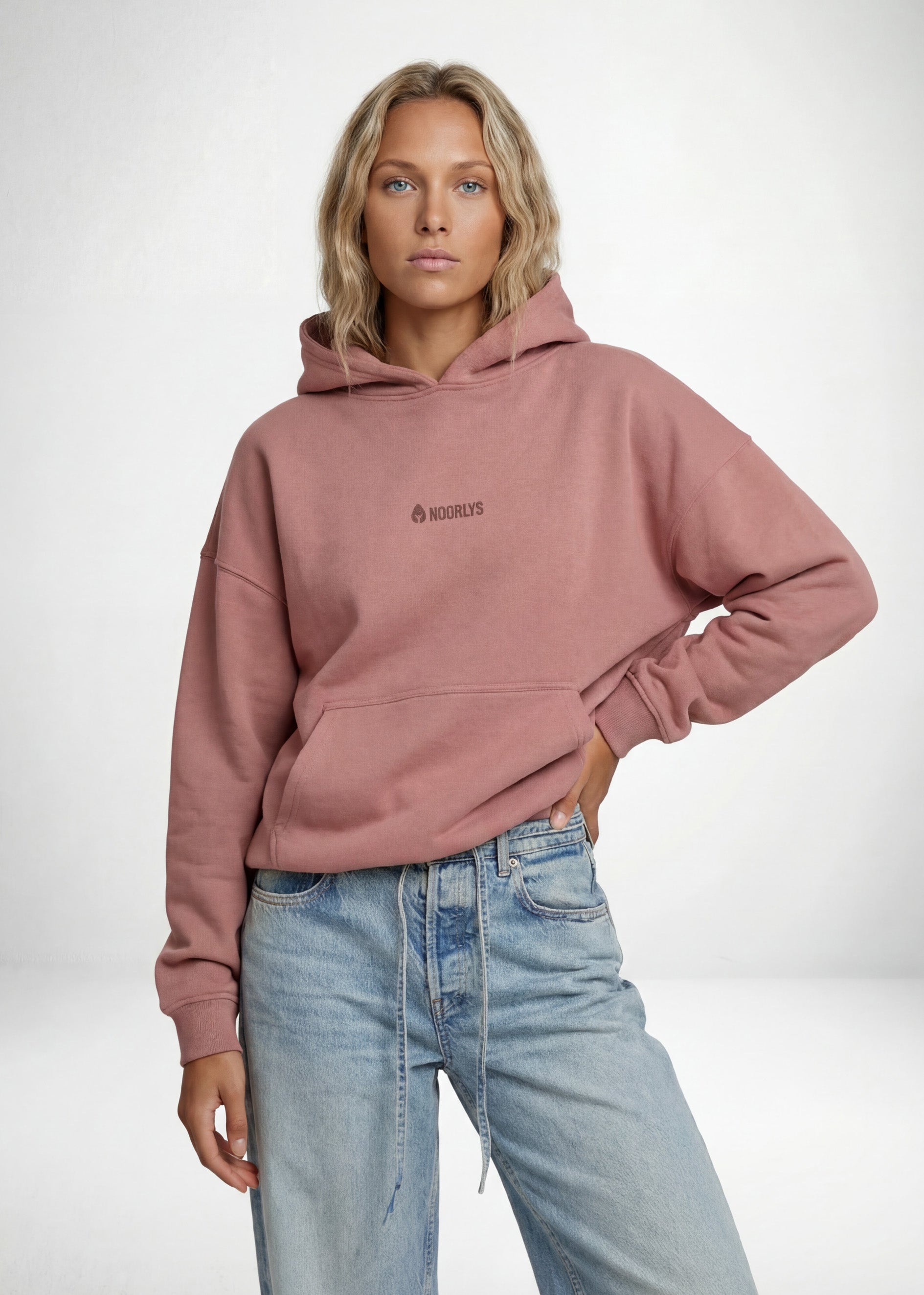 Boxy Heavy-Sweat Hoodie PUNDIG DustyRose/Marsala