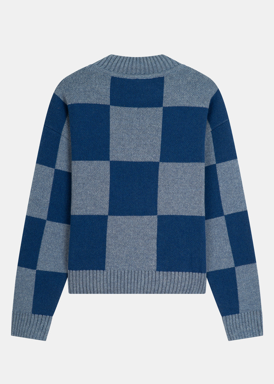 Strick-Sweater KARO LightBlue/DenimBlue