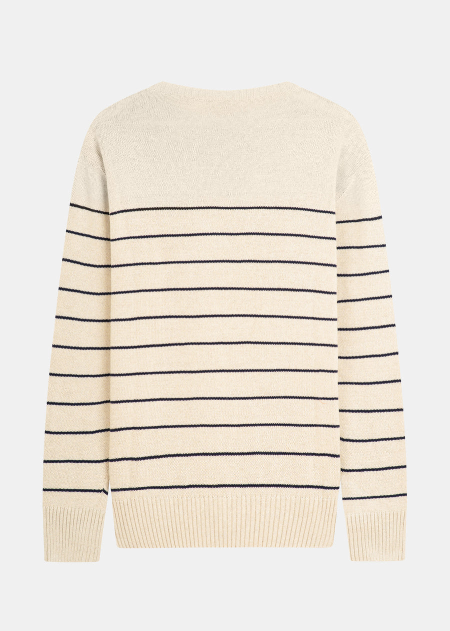 Second Choice Strickpullover Beige-Navy-Striped