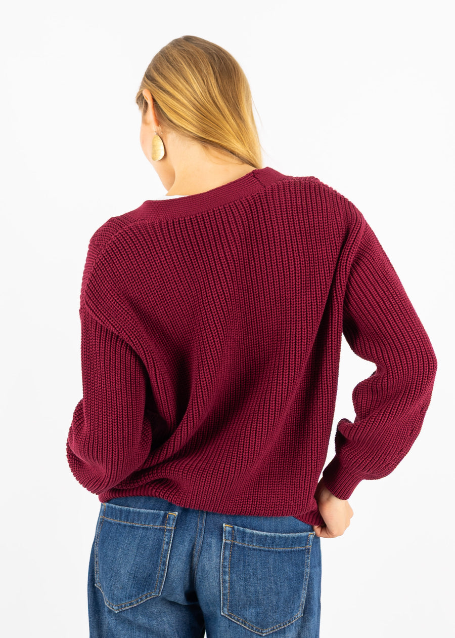 Bündel Longsleeve LINDA & Strickjacke ANNALOTTA CabernetRed
